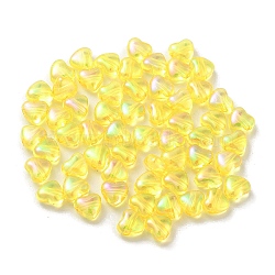 Transparent Acrylic Beads, AB Color, Heart, Yellow, 6x7x3.5mm, Hole: 1.2mm(OACR-Q196-08A)