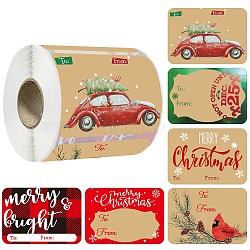 Christmas Theme Cartoon Paper Stickers, Self-adhesive Decorative Stickers Decals, Rectangle, Christmas Tree, 75x50mm, 250pcs/roll(STIC-P013-06D)