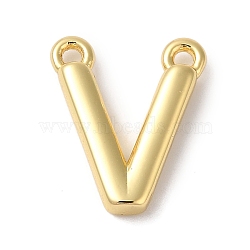 Rack Plating Brass Pendants, Long-Lasting Plated, Lead Free & Cadmium Free, Letter Charms, Real 18K Gold Plated, Letter V, 11x9x2mm, Hole: 1mm(KK-L216-003G-V)