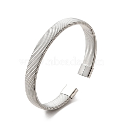 304 Stainless Steel Flat Snake Chains Shape Open Cuff Bangle for Women, Stainless Steel Color, Inner Diameter: 2-1/2x2 inch(6.2x5cm)(BJEW-C0033-05P)