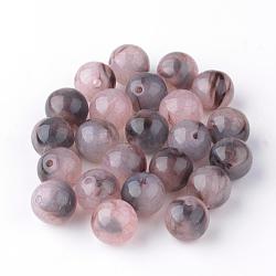 Crackle Acrylic Beads, Two Tone Color, Round, Plum, 8mm, Hole: 1.5~2mm, about 1840pcs/500g(OACR-Q135-8mm-01)