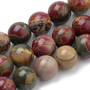 Natural Polychrome Jasper/Picasso Stone/Picasso Jasper Beads Strands, Round, 8mm, Hole: 1mm, about 50pcs/strand, 15.7 inch