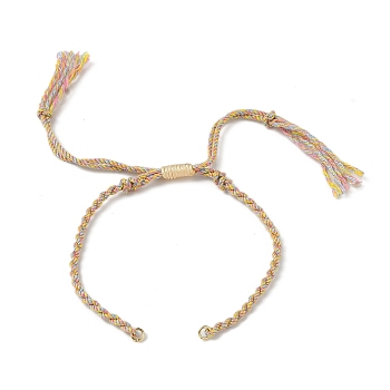 Braided Cotton Cord Bracelet Making, with Golden Tone Brass Jump Rings, Colorful, 6-3/4~10-3/8 inch(17~26.5cm)