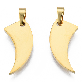 Ion Plating(IP) 201 Stainless Steel Pendants, with Stainless Steel Snap On Bails, Reaping Hook, Real 18K Gold Plated, 18.5x16x1.5mm, Hole: 3x4mm