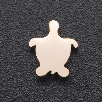 201 Stainless Steel Charms, for Simple Necklaces Making, Stamping Blank Tag, Laser Cut, Tortoise, Rose Gold, 8x6x3mm, Hole: 1.8mm
