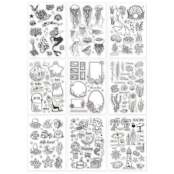 Acrylic Stamps, for DIY Scrapbooking, Photo Album Decorative, Cards Making, Stamp Sheets, Mixed Patterns, 16x11x0.3cm, 9 patterns, 1sheet/pattern, 9sheeets