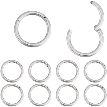 10Pcs 316L Stainless Steel Sleeper Earrings, Hoop Earrings, Hypoallergenic Earrings, Ring, for Women and Men, Stainless Steel Color, 10.5x1.2mm