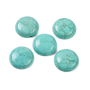 Dyed Synthetic Turquoise Cabochons, Flat Round, 27~28x6~8mm