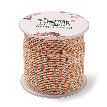 4-Ply Polycotton Cord, Handmade Macrame Cotton Rope, with Gold Wire, for String Wall Hangings Plant Hanger, DIY Craft String Knitting, Orange, 1.5mm, about 21.8 yards(20m)/roll