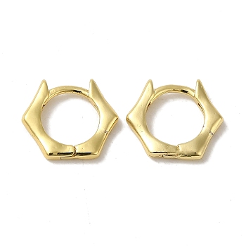 Brass Huggie Hoop Earrings for Women, Real 18K Gold Plated, Hexagon, 13x2mm