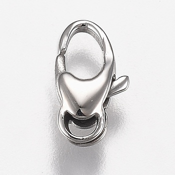 Polished 316 Surgical Stainless Steel Lobster Claw Clasps, Stainless Steel Color, 10x5.5x3mm, Hole: 2.5x1.2mm