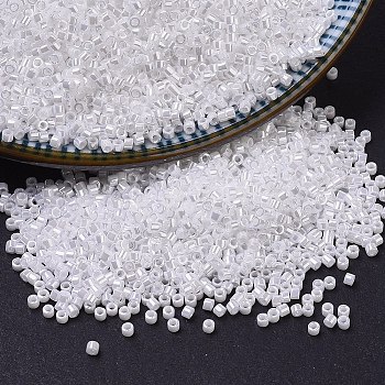 MIYUKI Delica Beads, Cylinder, Japanese Seed Beads, 11/0, (DB0201) White Pearl Ceylon, 1.3x1.6mm, Hole: 0.8mm, about 2000pcs/10g