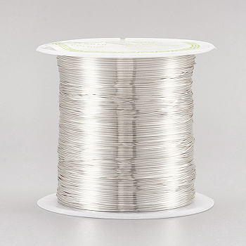 Round Copper Wire Copper Beading Wire for Jewelry Making, Long-Lasting Plated, Silver, 28 Gauge, 0.3mm, about 236.22 Feet(72m)/roll