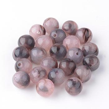 Crackle Acrylic Beads, Two Tone Color, Round, Plum, 8mm, Hole: 1.5~2mm, about 1840pcs/500g