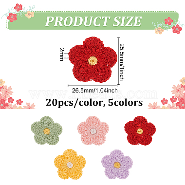 100pcs 5 couleurs accessoires d'ornement tricotés en polyester bicolore(DIY-FG0004-62)-2