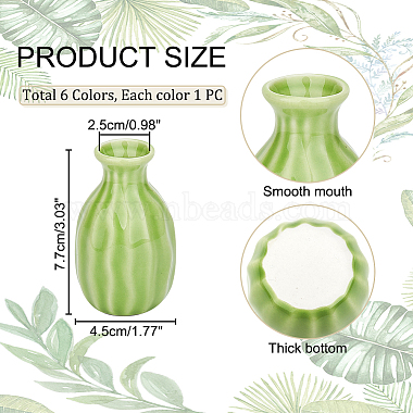6Pcs 6 Colors Mini Ceramic Floral Vases for Home Decor(BOTT-NB0001-04)-2