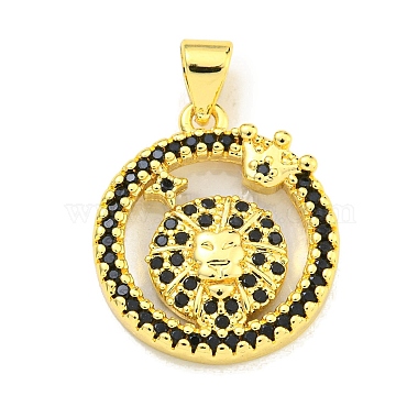 Real 18K Gold Plated Clear Leo Brass+Cubic Zirconia+Shell Pendants