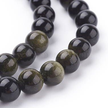 Chapelets de perles en obsidienne dorée naturelle(G-C076-8mm-5)-3