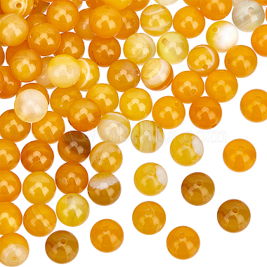 Gold Round Banded Agate Beads
