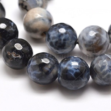 agate naturelle teints perles rondes facettes brins(G-E269-06)-2