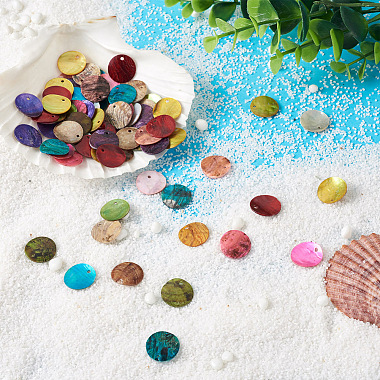 100Pcs 10 Colors Spray Paint Natural Akoya Shell Pendants(SHEL-CD0001-01)-5