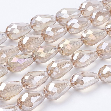 Chapelets de perles en verre galvanoplastique(X-EGLA-D015-15x10mm-25)-3