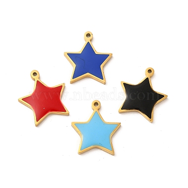 Golden Mixed Color Star Stainless Steel+Enamel Charms