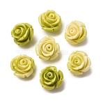 Synthetic Coral Dyed Carved Beads, Rose Flower, Green Yellow, 11x11x9mm, Hole: 1.5mm(SH-CBAE713-04)