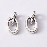 Tibetan Style Alloy Charms, Cadmium Free & Lead Free, Antique Silver, Letter.O, O: 11x6x1.5mm, Hole: 1.8mm(TIBEP-R361-01O-AS-RS)