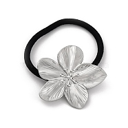 304 Stainless Steel Hair Ties, with Nylon Cord, Flower, Stainless Steel Color, Inner Diameter: 45mm(OHAR-G017-05P)