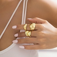 3Pcs Alloy Open Cuff Rings Kit for Women, Golden, Inner Diameter: 17~18.2mm(RJEW-K260-04G)