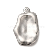 304 Stainless Steel Pendants, Oval Charms, Stainless Steel Color, 26x16x3mm, Hole: 2mm(STAS-R223-17)