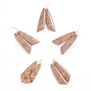 Natural Picture Jasper Pendants, for Jewelry Making, Wing, 43~44.5x10~11x3.5~5mm, Hole: 1.2mm(G-G827-04P)