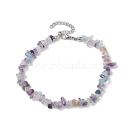 Natural Gemstone Beads Anklets, Chips, 10-5/8~11 inch(27~28cm)(AJEW-AN00583-02)