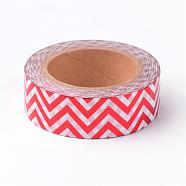 DIY Scrapbook Decorative Paper Tapes, Adhesive Tapes, with Wavy/Chevron Pattern, Red, 15mm, about 10m/roll(DIY-L002-10A)