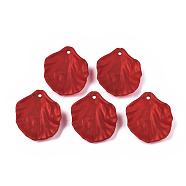 Rubberized Style Opaque Acrylic Pendants, Leaf, Dark Red, 30.7x26.5x6.9mm, Hole: 1.8mm(ACRP-T010-05)