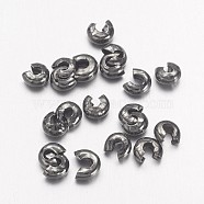 Iron Crimp Beads Covers, Cadmium Free & Lead Free, Gunmetal, Size: About 3mm In Diameter, Hole: 1.2~1.5mm, About 200pc/10g(X-IFIN-H028-B)