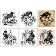 4Pcs 4 Styles PVC Stamp, for DIY Scrapbooking, Raven, 55x55mm, 1pc/style(DIY-WH0487-0050)