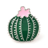 Alloy Enamel Brooches, Enamel Pin, with Butterfly Clutches, Cactus, Platinum, Green, 22.5x20.5x10.5mm(PALLOY-G276-05E-P)
