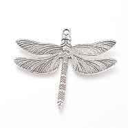 Tibetan Style Alloy Big Pendants, Dragonfly, Cadmium Free & Lead Free, Antique Silver, 63.5x72x5.5mm, Hole: 3.5mm, about 70pcs/1000g(TIBE-S302-01AS-RS)