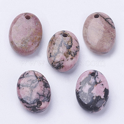 Natural Rhodonite Pendants, Oval, 18x13x6~7mm, Hole: 2mm(X-G-F524-K01)