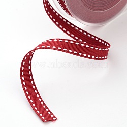 Grosgrain Polyester Ribbon, Christmas Ribbon for Gift Packings, Red, 3/8 inch(9mm), about 100yards/roll(91.44m/roll)(SRIB-I001-009-260W)
