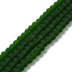 Transparent Glass Beads Strands, Faceted, Frosted, Rondelle, Dark Green, 3.5mm, Hole: 1mm(EGLA-A034-T3mm-MD24)