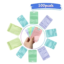 100Pcs 5 Styles Macaron Color Plastic Yin-yang Resealable Bags, Zip Top Bags, Self Seal Bags, Top Seal, Rectangle, Mixed Color, 10x5.9x0.15cm, Unilateral Thickness: 2 Mil(0.05mm)(OPP-YW0001-06D)