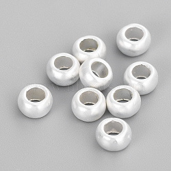 Alloy Spacer Beads, Matte Style, Rondelle, Cadmium Free & Lead Free, 925 Sterling Silver Plated, 5x3mm, Hole: 2.5mm(PALLOY-Q357-101MS-RS)
