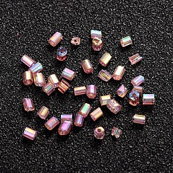 11/0 Two Cut Glass Seed Beads, Hexagon, Transparent Colours Rainbow, Size: about 2.2mm in diameter, about 37500pcs/Pound(CSDB176)