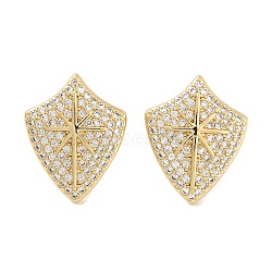 Brass Micro Pave Cubic Zirconia Stud Earrings for Women, Long-Lasting Plated, Cadmium Free & Lead Free, Real 18K Gold Plated, Star, 18x14.5mm(EJEW-E310-12G-02)