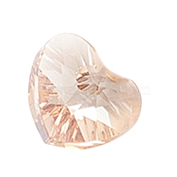 Romantic Valentines Ideas Glass Charms, Faceted Heart Pendants, Champagne Gold, 14x14x8mm, Hole: 1mm(G030V14mm-50)