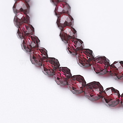 Natural Garnet Beads Strands, Faceted, Round, 3mm, Hole: 1mm, about 134pcs/strand, 15.7 inch(40cm)(X-G-D167-B-3mm)
