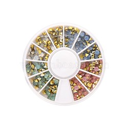 240Pcs 4 Colors Pointed Back Resin Rhinestone Cabochons, Back Plated, Imitation Opal, Nail Art Decoration Accessories, Diamond, Mixed Color, 3.5mm(MRMJ-T037-SS14-01)